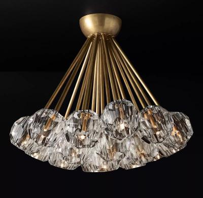 China 2022 Modern American Style Chandelier Lighting Fixture Ball Crystal Clear Glass Flushmount 24