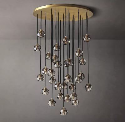 China Luxury American Style Chandelier Lighting For Homes Ball De Smoke Ring Cluster Modern Crystal Chandelier 40