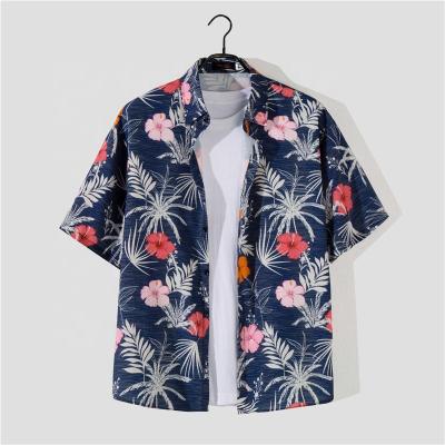 China Anti-pilling wholesale tropical daily leisure factory price wind printed flowers loose beach casual short sleeve shirt men for sale