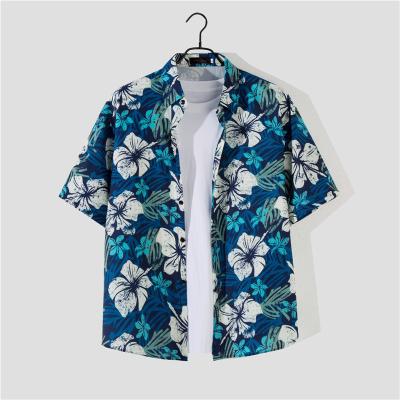 China Anti-pilling Casual Short Sleeve Shirt Men Loose Beach Hawaiian Shirt Wind Flower Prints Factory Price By Tropical Daily Leisure Wholesale for sale