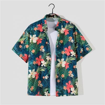 China Anti-pilling Wholesale Tropical Daily Leisure New Arrival Wind Printed Flowers Loose Casual Beach Short Sleeve Shirt Men for sale