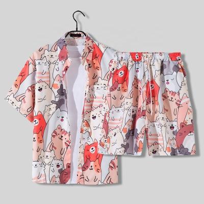 China Wholesale QUICK DRY Hawaiian Printed Half Sleeve Shirt Pattern Loose Beach Animal Casual Sets 2 Piece Set for sale