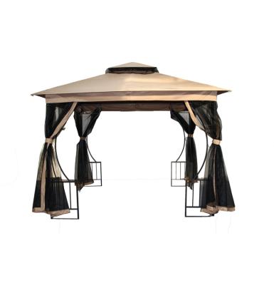 China Outdoor Shade Furniture Leisure 10' x 10' Outdoor Steel Fabric Gazebo With Mesh Curtain Sidewalls for sale