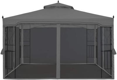 China POLY 10' x 13' Patio Gazebo Gazebo Canopy Tent, 2-Tier Soft Top with Mesh Sidewalls Netting for sale