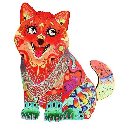 China Cartoon Toy Wooden Jigsaw Puzzle For Adults DIY 3D Wooden Puzzles Each Piece Animal Shaped Wooden for sale