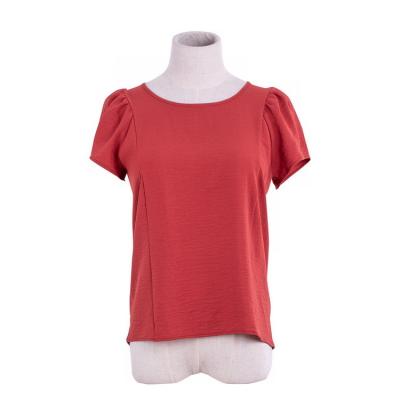 China Supplier Wholesale Anti-pilling Clothes Fashion Short Knitted Women's Blouse Red Button Casual Shirt for sale