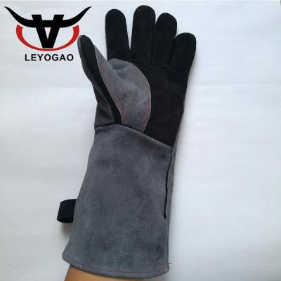 China Wholesale Full Palm Heat Resistant Kitchen Used Leather Oven Barbecue Cooking Gloves for sale