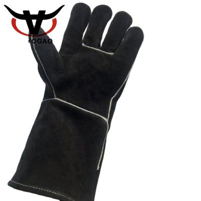 China Kitchen Oven Safety Sales Full Palm Electric Arc Welding Heat Resistant Leather Gloves Hot Industrial BBQ Gloves for sale