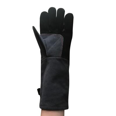 China Full Palm Cow Leather BBQ Gloves Heat Resistant Animal Handling Glove for sale