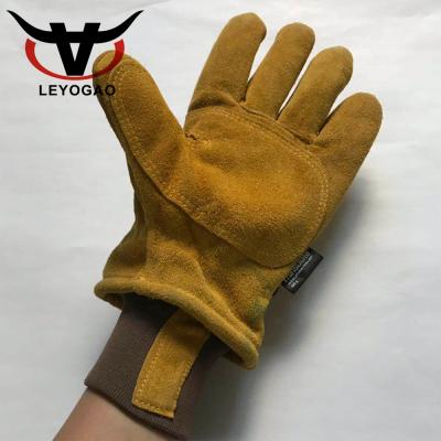 China Custom logo cheap full palm wram white cotton lining thin leather winter working gloves for sale