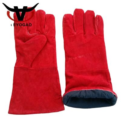 China China Professional Red Full Palm Safety Full Palm Work Welding Gloves Leather Ling for sale