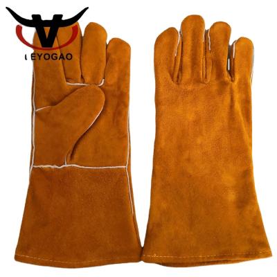 China Wholesale Full Palm Cowhide Split Leather Protective Safety Arc Welding Gloves for sale