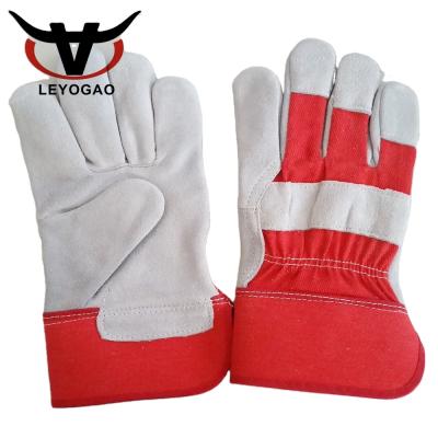 China Cheap Quality Full Palm Big Cowhide Cotton Leather Hand Protect Palm Working Gloves for sale