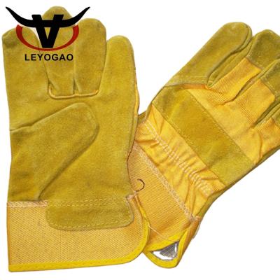 China Good Selling Full Palm Protective Construction Warm Yellow Leather Waterproof Safety Soft Full Palm Leather Gloves for sale