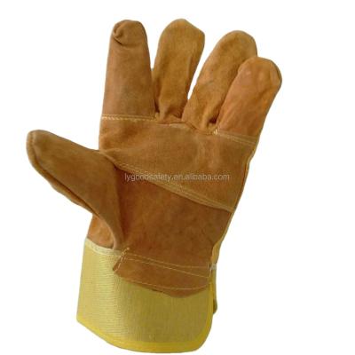 China Patch Palm Safety Bulk Machinist Hand Patch Palm Protective Working Yellow Leather Gloves for sale