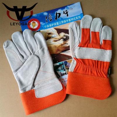 China Comfortable cheap anticut safety double palm leather ladies mens ladies working gloves for sale