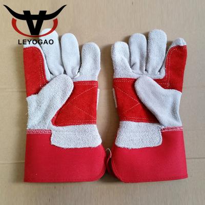 China Comfortable Cheap Double Palm Impact Resistant Leather Gloves For Industrial Use for sale