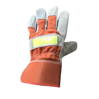 China Fashionable Comfortable Top Cow Split Full Palm Leather Firefighter Welding Working Gloves Men for sale