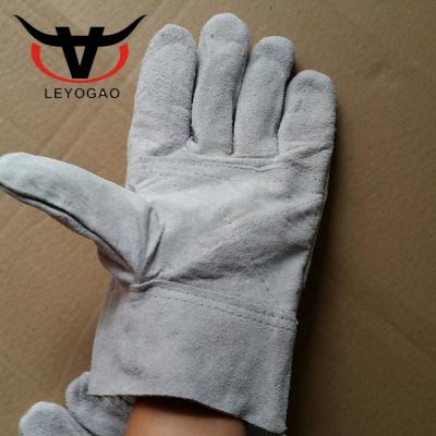 China Full Palm Custom Protective Logo Safety Full Cowhide Split Hand Leather Gloves for sale