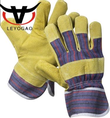 China Custom Full Palm Color Logo Pigskin Split Leather Inspection Farming Work Gloves For Motorcycle for sale