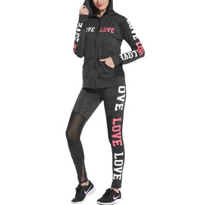 China 2021 Breathable Casual Hooded Women Set Plus Size Sports Bra Printed Letter Fitness Clothes For Gym for sale