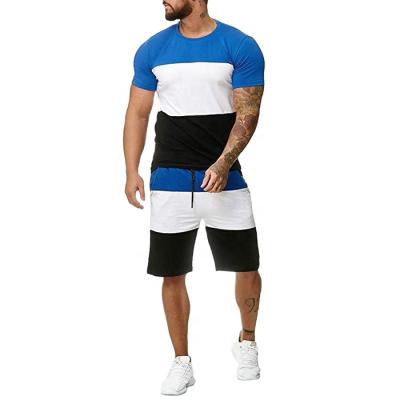 China 2021 Summer Men's Breathable Color Matching Sports Set Top And Short 2 Pcs Suit Sweat Suits To Jog for sale