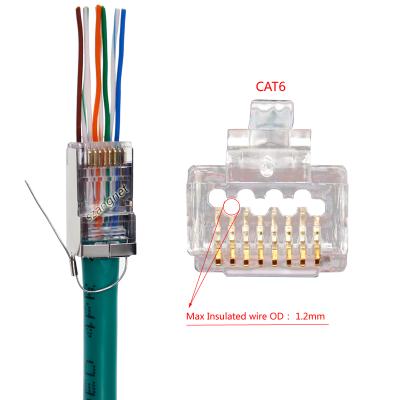 China 24AWG Network Cable FTP Cat5e Cat6 Passthru Solid Or Stranded Connector Shielded Type RJ45 EZ Pass Through Connector for sale