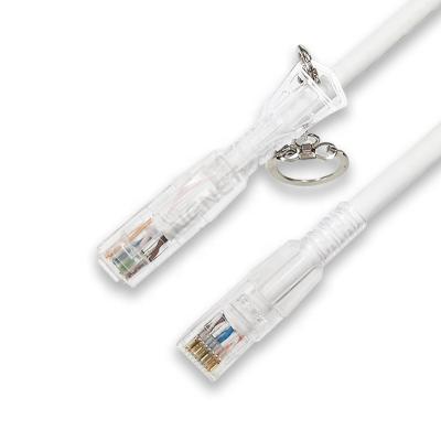 China 100% Bare Copper Unshielded Lockable Gigabit CAT6 Patch Cord 2 250MHz Cables With Locking Boots And Key for sale