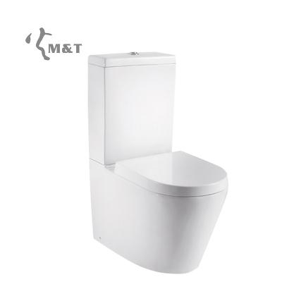 China Modern Short Throw Rimless Close Coupled Bathroom Toilet With Cistern And Soft Close Seat for sale