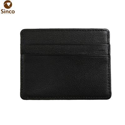 China Wholesale High Quality Ultra-thin Durable Bank Card Holder Black Leather PU Blocking Card Holder for sale