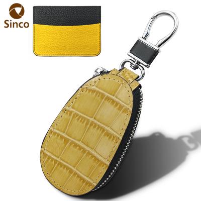 China Car Key Case Leather Top Grain Holder Leather Top Bag With Metal Key Chain Hook for sale