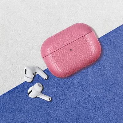 China For AirPods pro designer 2022 pro case pink full grain luxury real pebble grain for airpods pro for sale