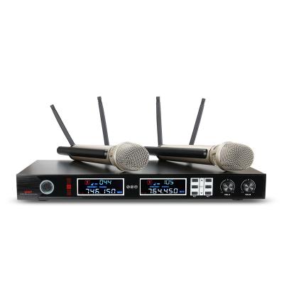 China Oupushi Wireless Handheld Microphone Two Way UHF Microphone System - 2 Handheld Mics For Home Karaoke for sale