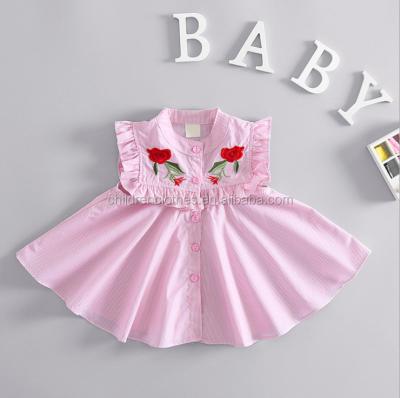 China Breathable Flower Mix Fashion Dress Baby Summer Appliques Ruffle Clothes Girl Dresses for sale