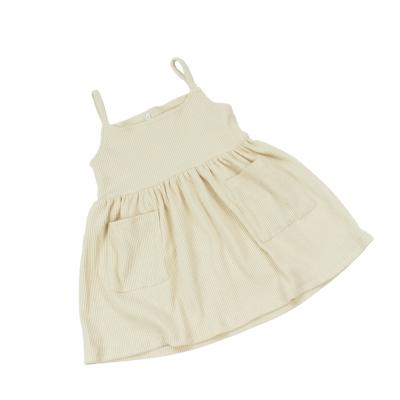 China Popular Wholesale Boutique Clothing Breathable Ribbed Cotton Babies Dresses With Pockets for sale