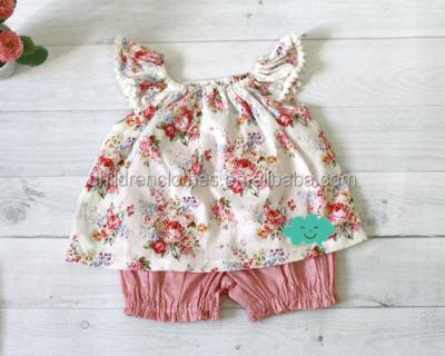 China 2021 Cute Boutique Baby Girls Dressing Sets Wholesale Infant Floral Vintage Infant Floral Vintage Clothing Sets for sale