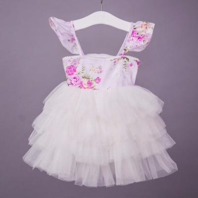 China Boutique Anti-Static Clothing Girls Cloth Lady Style Floral Bubble Dress for sale