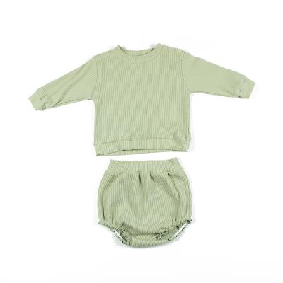 China Anti-pilling Cotton Set Autumn Winter Long Sleeve Soft Newborn Ribbed Baby Clothing Set for sale