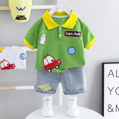 China Eco-friendly Washable 2 Piece Kids Clothing Set Kids Hot Sale Short Sleeve Shirt And Shorts Set Baby Organic Cotton Set for sale