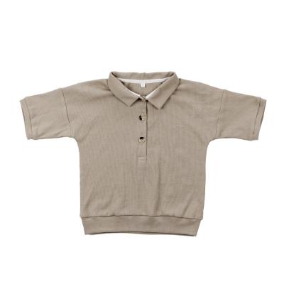 China New Style Breathable Vintage Kids Clothing Short Sleeve Ribbed Cotton 0-8 T Baby Unisex T-shirt for sale