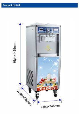 China Soft Serve Ice Cream Maker with HOPPER 2x10L RATEDOUTPUT 2.6kW R22/R404A Refrigerant en venta