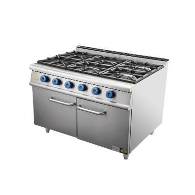 China Gas Powered Heavy Duty Hotel Cooking Range with Oven SS304 Construction for Large Scale Food Production. for sale