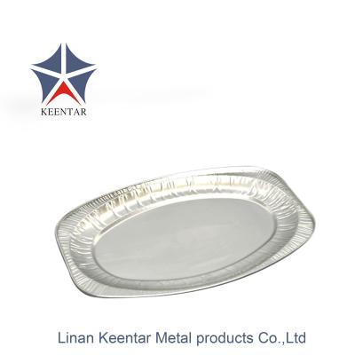 China Eco-friendly Dish Pan Oval Aluminum Foil Fish Tray, Disposable Oval Aluminum Foil Barbecue Container Food Packing Rectangle 1000pcs/ctn 0.11mm for sale