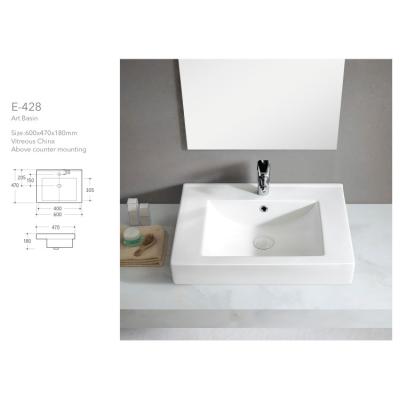 China Modern Luxury Modern Style Rectangular White Ceramic Art Wall Hung Small Bathroom Art Basin Sinks for sale