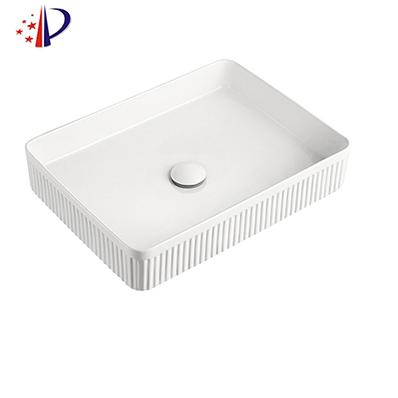 China Modern Modern Countertop Sink Sanitary Ware Bathroom Rectangular Hand Wash Art Basin for sale