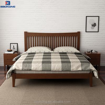 China Pure Solid Wood Design Dark Color Solid Wood King Size Double Bed High Back Design for sale