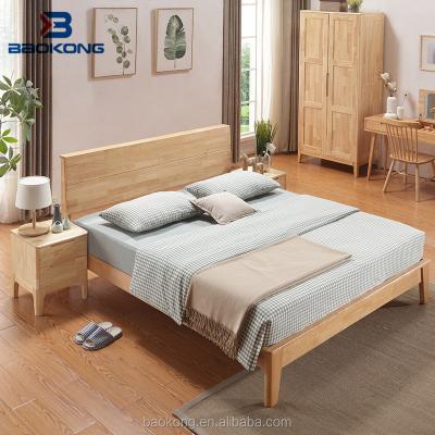 China Latest Bedroom Designs Of Simple Elegant Rubberwood Bed for sale