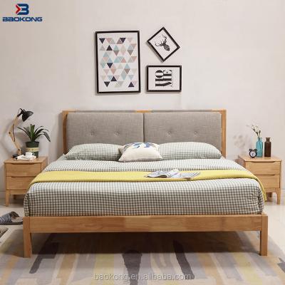 China Headboard With High Density Sponge Cushion Rubber Wooden Double Bed With Upholstery Headboard for sale