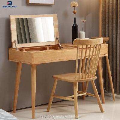 China New Popular Design Modern Dressing Table With Mirror Oak Wood Bedroom Furniture for sale