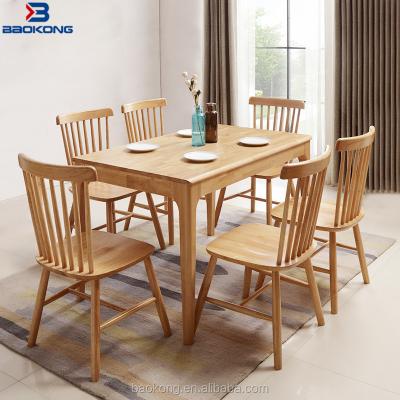 China Dining Set Modern Solid Wood Rubber Wood Furniture Dining Table Chair Set for sale